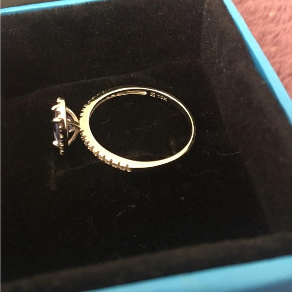 NWOT Vintage Solid 10K White Gold Tanzanite & Diamond Ring - Picture 6 of 14